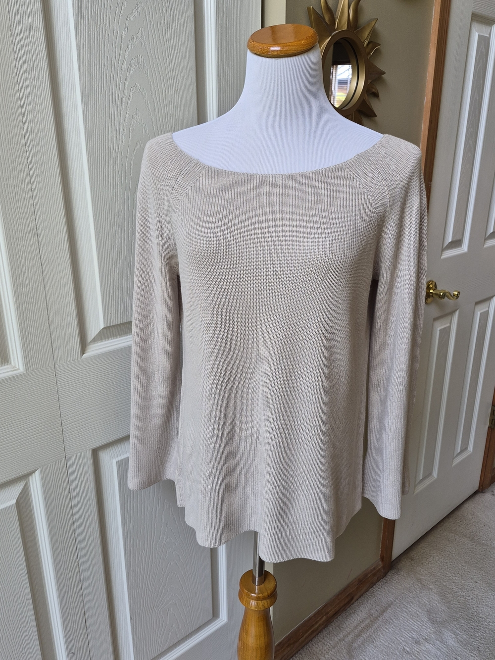 LOFT Beige Off-the-Shoulder Lightweight Sweater